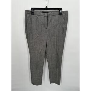 THEORY Black & White Wool Blend Straight Leg Dress Pant Trouser // 6